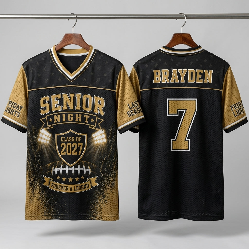 Personalized Senior Night Class of 2027 Football Jersey - Custom Name & Number Hybrid Mesh Sportswear