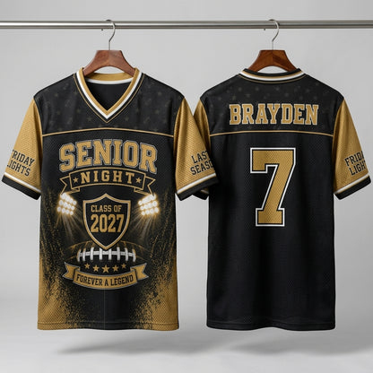 Personalized Senior Night Class of 2027 Football Jersey - Custom Name & Number Hybrid Mesh Sportswear