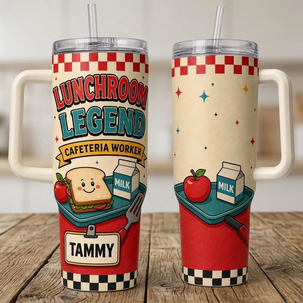 Personalized Lunchroom Legend Cafeteria Worker 40oz Tumbler with Handle - Custom Name Gift