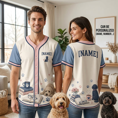 Personalized Dog Mom Baseball Jersey - Custom Name Poodle & Doodle Book Lover Shirt