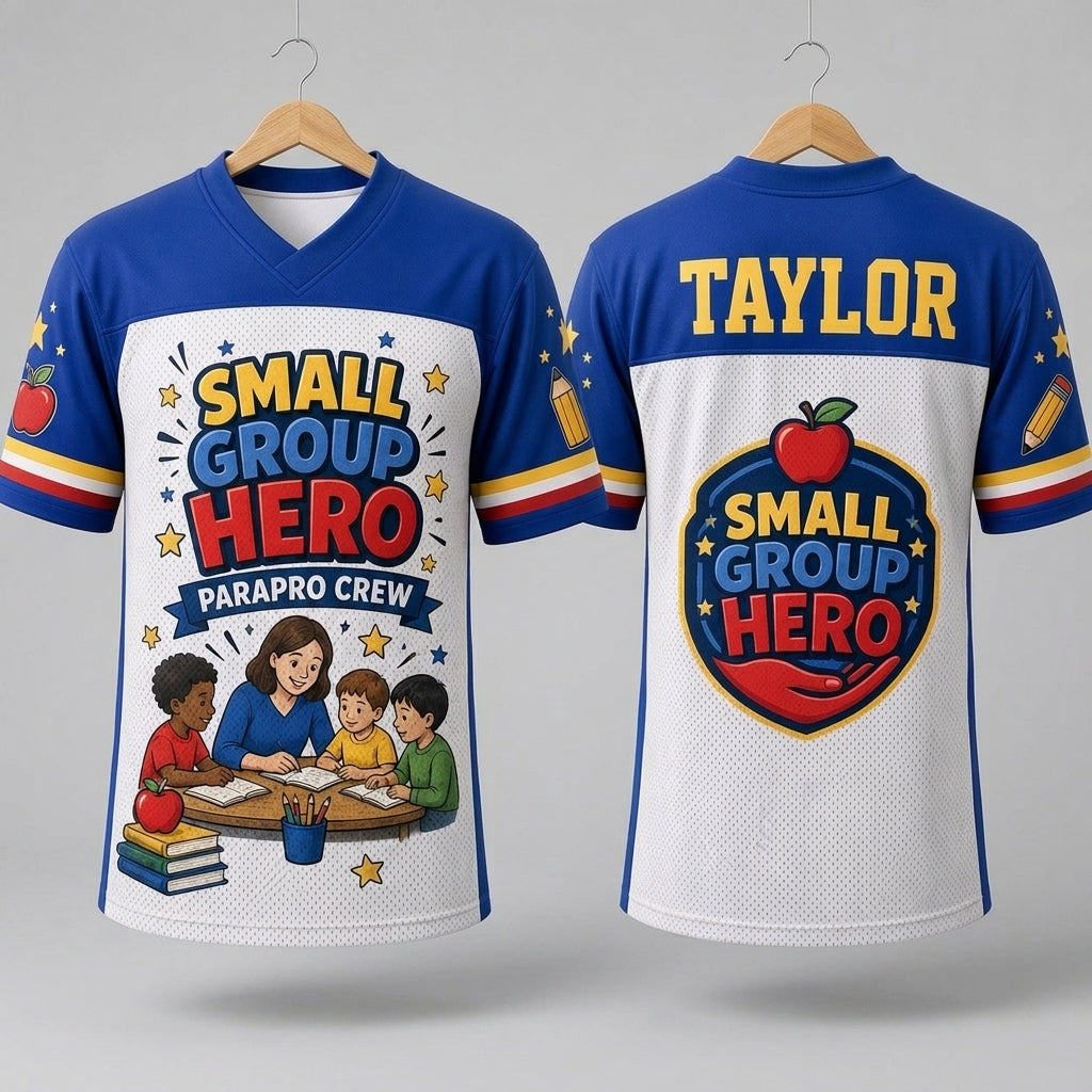 Personalized Small Group Hero Parapro Crew Teacher Football Jersey - Custom Name Educational Gift