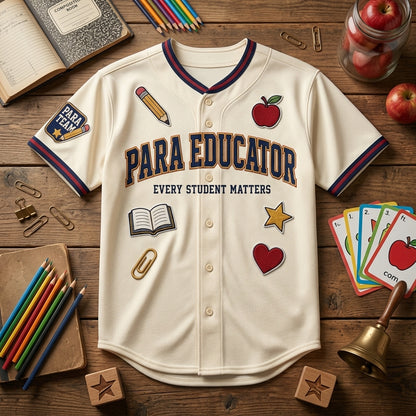 Personalized Para Educator Baseball Jersey - Custom Name & Number Teacher Gift