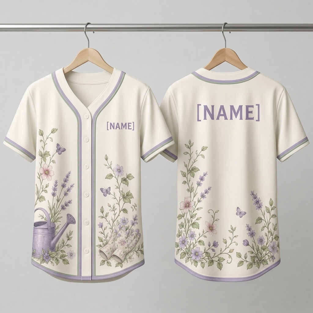 Personalized Garden Floral Baseball Jersey - Custom Name Gift for Gardeners & Plant Lovers