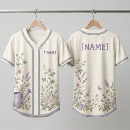 Personalized Garden Floral Baseball Jersey - Custom Name Gift for Gardeners & Plant Lovers