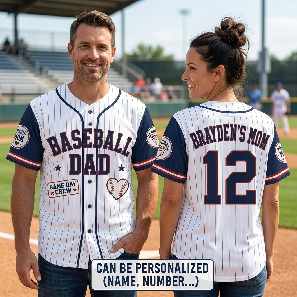 Personalized Baseball Mom Jersey Custom Name and Number - Game Day Crew Navy Blue Pinstripe Team Shirt