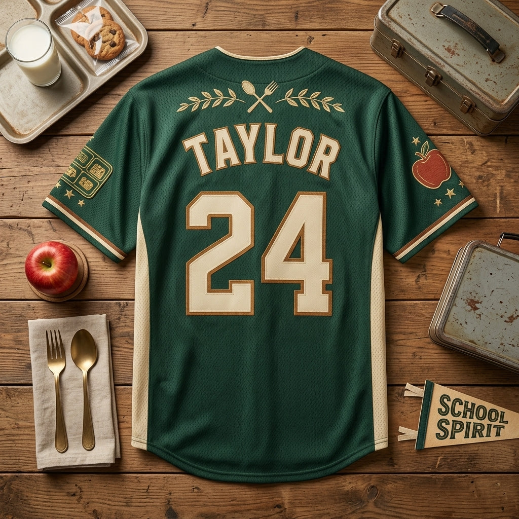 Personalized Cafeteria Staff Baseball Jersey - Custom Name & Number Fueled by Kindness School Uniform