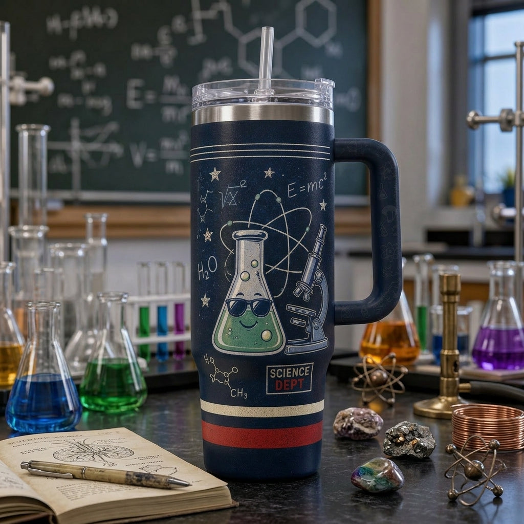 Personalized Science Teacher Lab Squad 40oz Tumbler with Handle - Custom Name Chemistry Teacher Gift