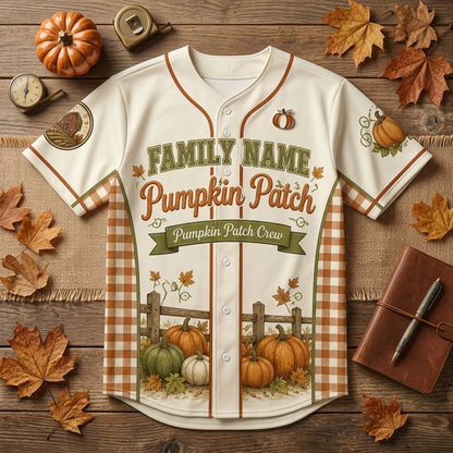 Personalized Family Name Pumpkin Patch Baseball Jersey - Custom Fall Autumn Harvest Shirt