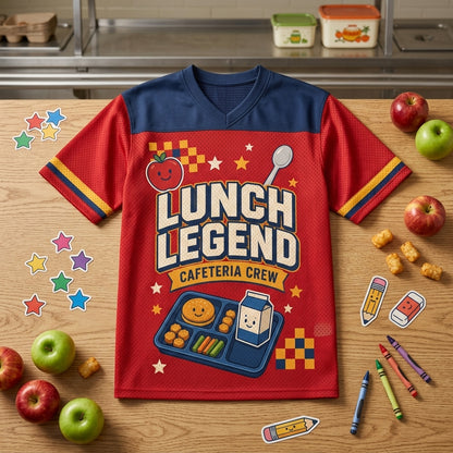 Personalized Lunch Legend Cafeteria Crew Football Jersey - Custom Name School Staff Gift