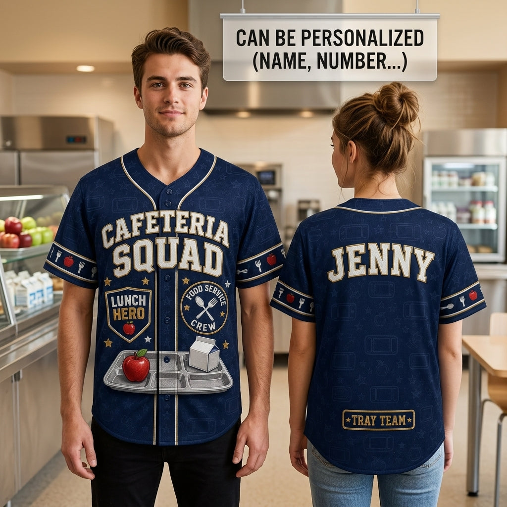 Personalized Cafeteria Squad Baseball Jersey - Custom Name Lunch Hero Food Service Gift for School Staff product view 2