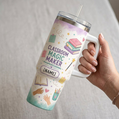 Personalized Classroom Magic Maker Paraprofessional 40oz Tumbler with Handle, Custom Name Gift product view 4