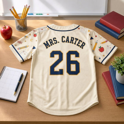 Personalized First Day Faculty Club Teacher Baseball Jersey - Custom Name and Number Teacher Gift