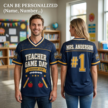 Personalized Teacher Game Day Football Jersey - Custom Name Classroom Crew School Spirit Shirt