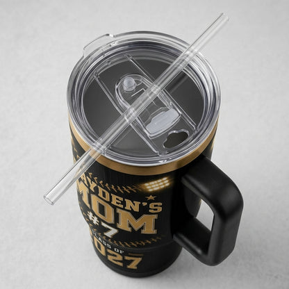 Personalized Baseball Senior Mom 40oz Tumbler with Handle - Custom Player Name & Number Senior Night Gift