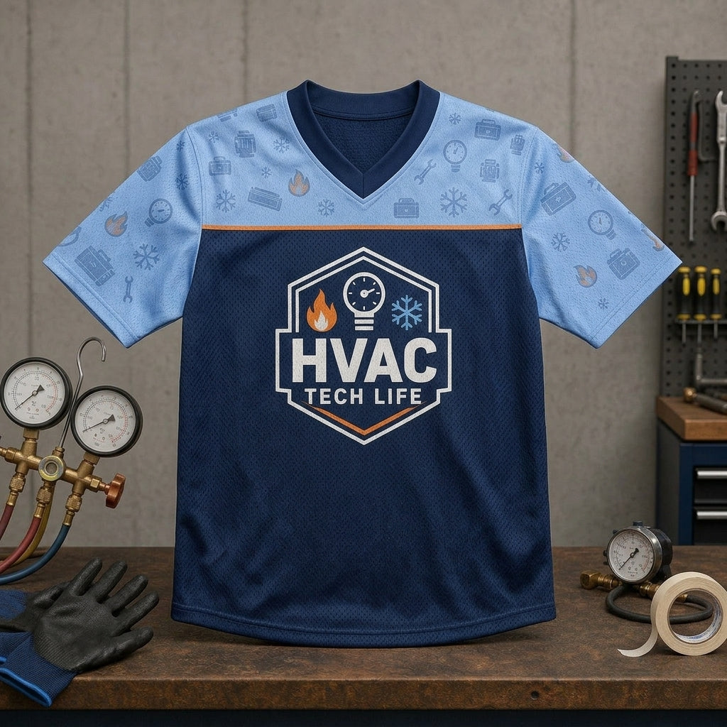 Personalized HVAC Tech Life Football Jersey - Custom Name Technician Workwear - football jersey product view 4