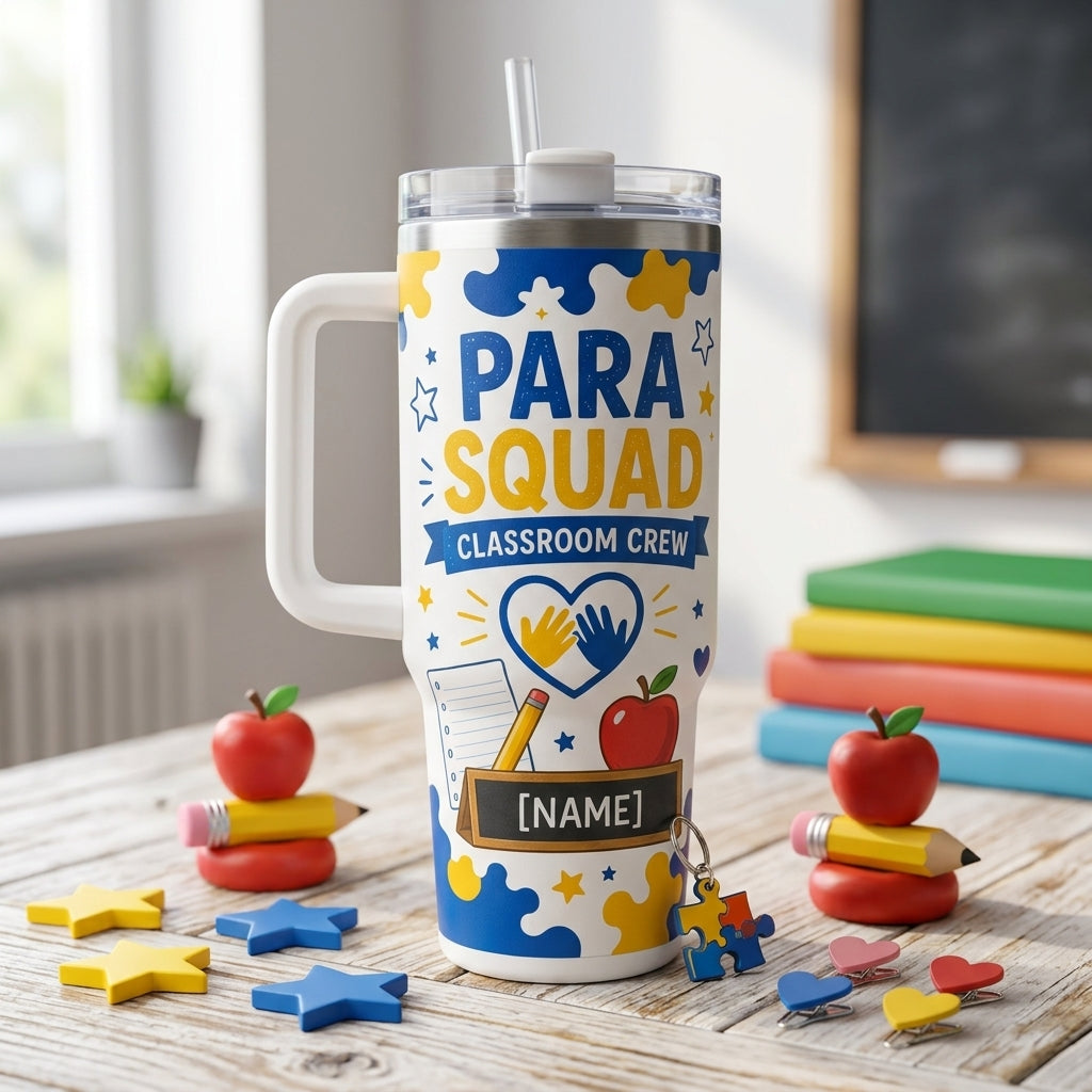 Personalized Para Squad Classroom Crew 40oz Tumbler with Handle - Custom Name Paraprofessional Gift product view 3