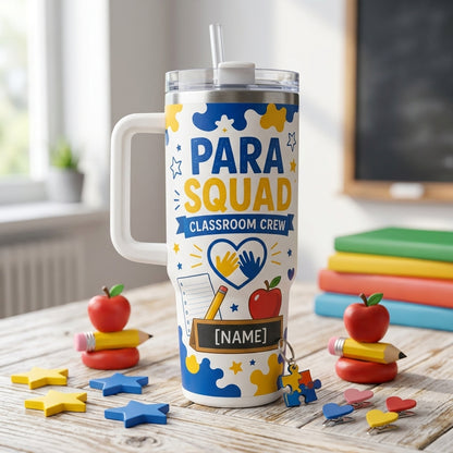 Personalized Para Squad Classroom Crew 40oz Tumbler with Handle - Custom Name Paraprofessional Gift product view 3