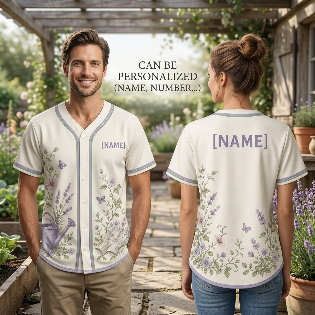 Personalized Garden Floral Baseball Jersey - Custom Name Gift for Gardeners & Plant Lovers