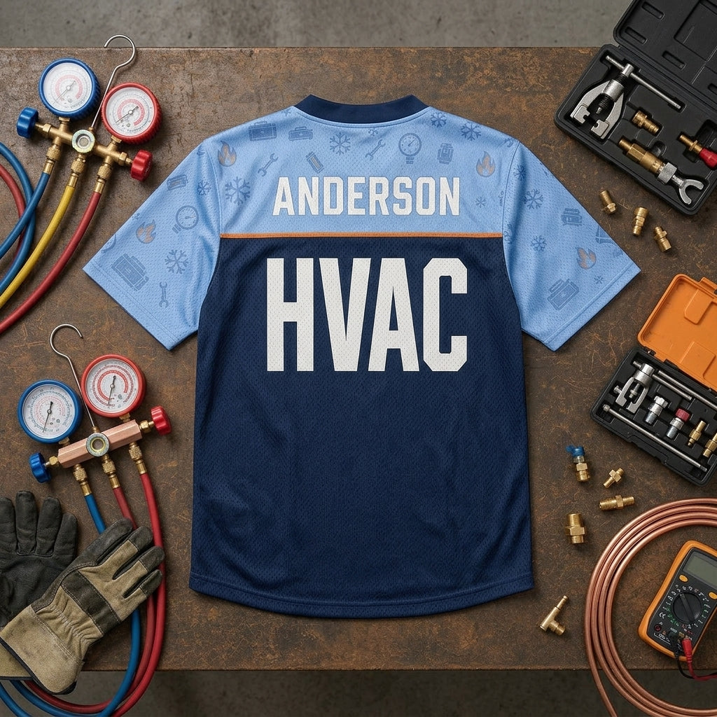 Personalized HVAC Tech Life Football Jersey - Custom Name Technician Workwear - football jersey product view 5