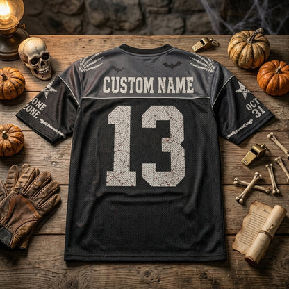 Personalized Dead Serious Game Day Halloween Football Jersey - Custom Name & Number Skeleton Mesh Jersey