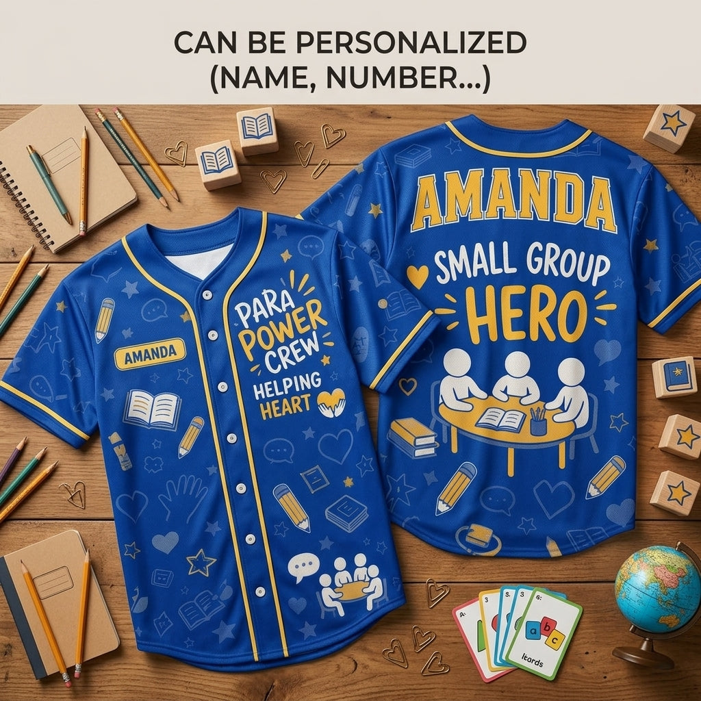Personalized Para Power Crew Baseball Jersey - Custom Name Small Group Hero Gift for Teachers & Paraprofessionals