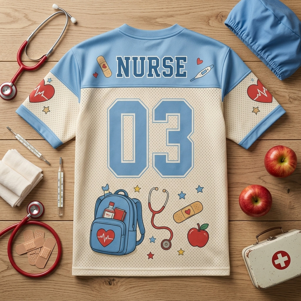 Personalized Nurse Football Jersey - Bandages and Backpacks Custom Name and Number Healthcare Apparel