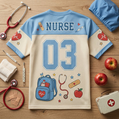Personalized Nurse Football Jersey - Bandages and Backpacks Custom Name and Number Healthcare Apparel
