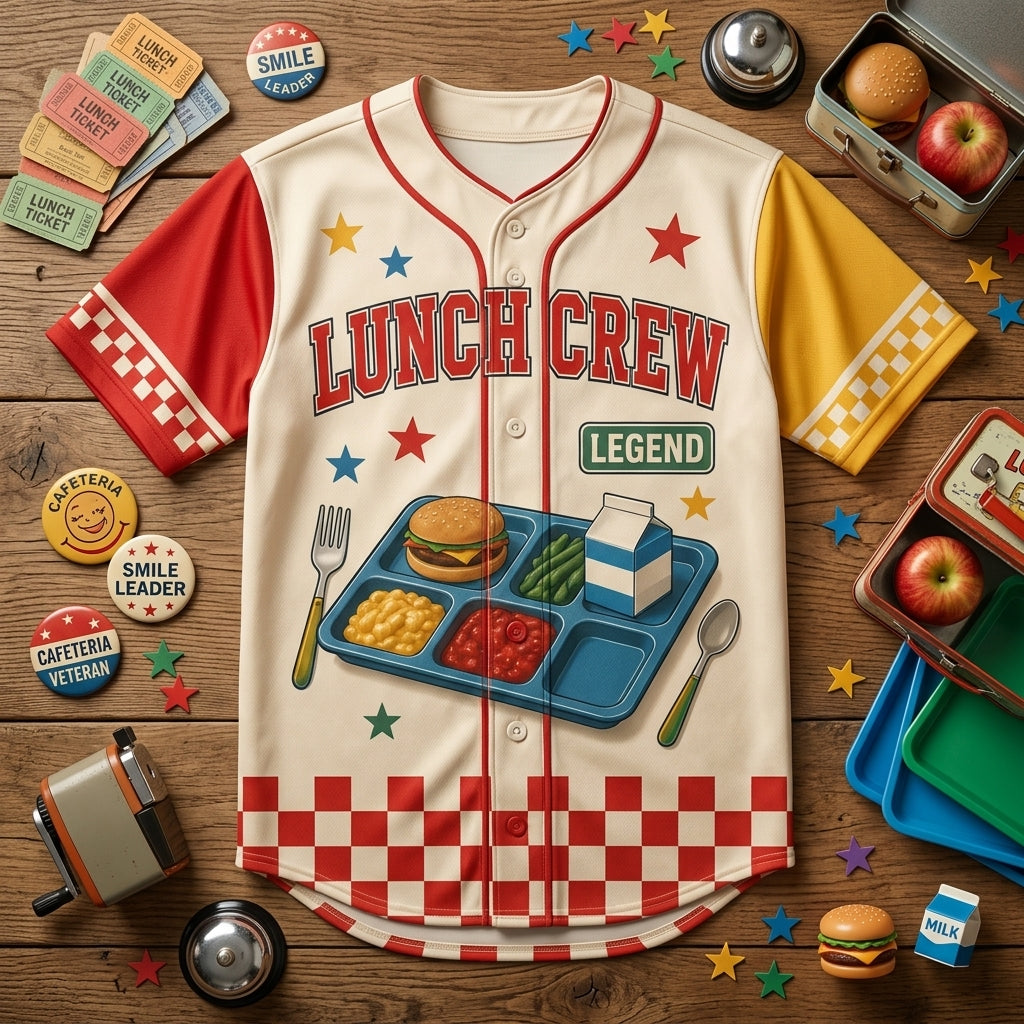 Personalized Lunch Crew Legend Baseball Jersey - Custom Cafeteria Worker Gift for School Lunch Lady