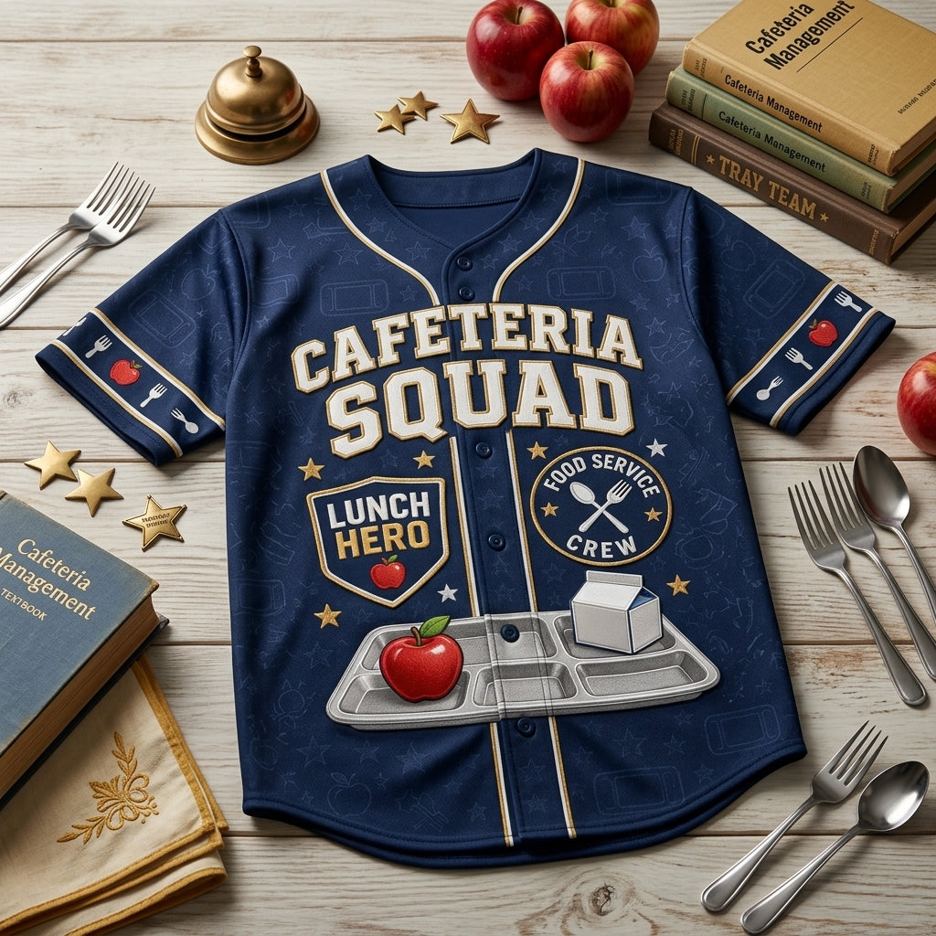 Personalized Cafeteria Squad Baseball Jersey - Custom Name Lunch Hero Food Service Gift for School Staff product view 4