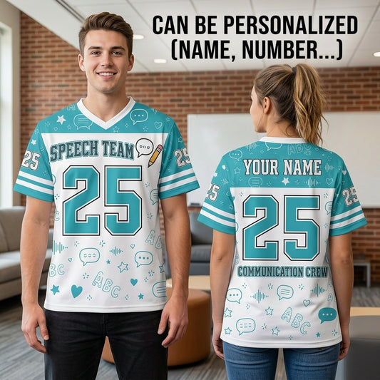 Personalized Speech Team Mesh Football Jersey - Custom Name & Number Communication Crew SLP Gift