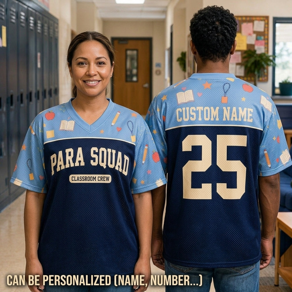 Personalized Para Squad Football Jersey - Custom Name & Number Classroom Crew Mesh Sports Shirt