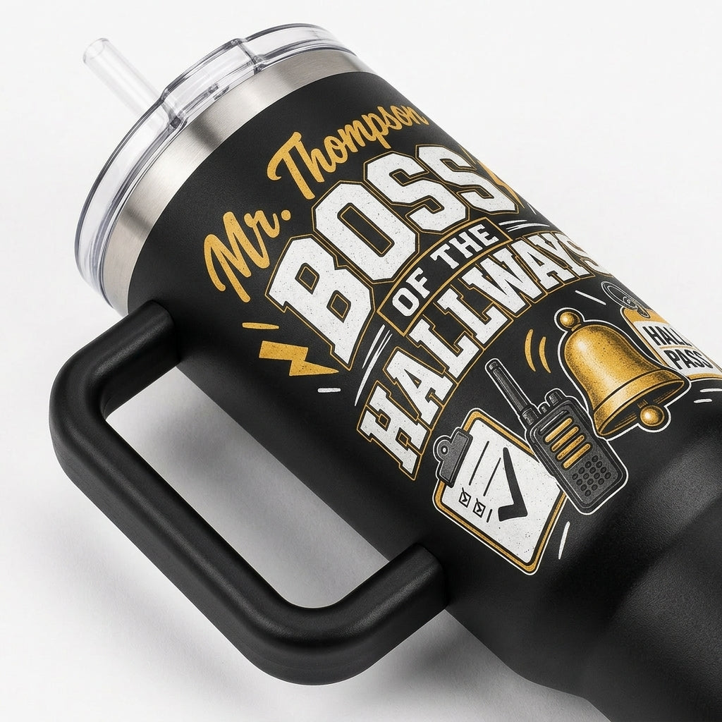 Personalized Principal Life 40oz Tumbler - Custom Name Boss of the Hallways Travel Mug
