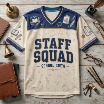 Personalized Staff Squad School Crew Baseball Jersey - Custom Name and Number Teacher Team Uniform