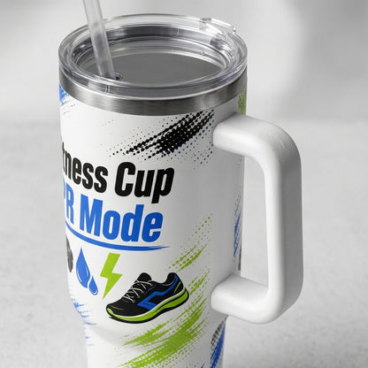 Personalized Fitness Tumbler 40oz with Handle - Custom Name Gym Water Bottle with PR Mode Design
