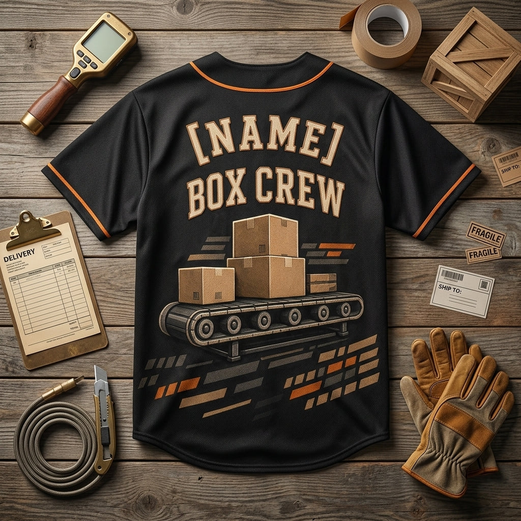 Personalized Package Handler Baseball Jersey - Custom Name Box Crew Delivery Worker Shirt - Gift for Logistics Professionals - baseball jersey product view 5