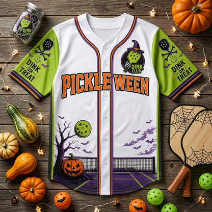 Personalized Pickleween Halloween Baseball Jersey - Custom Name & Number Pickleball Team Uniform