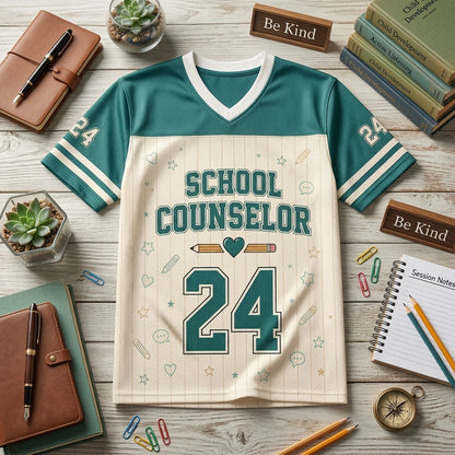 Personalized School Counselor Support Squad Mesh Football Jersey - Custom Name & Number Educator Apparel