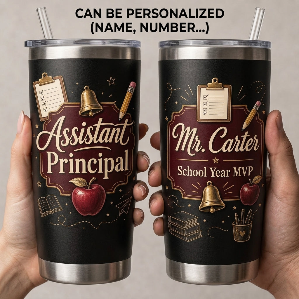 Personalized Assistant Principal 40oz Tumbler with Handle - Custom Name School Year MVP Gift