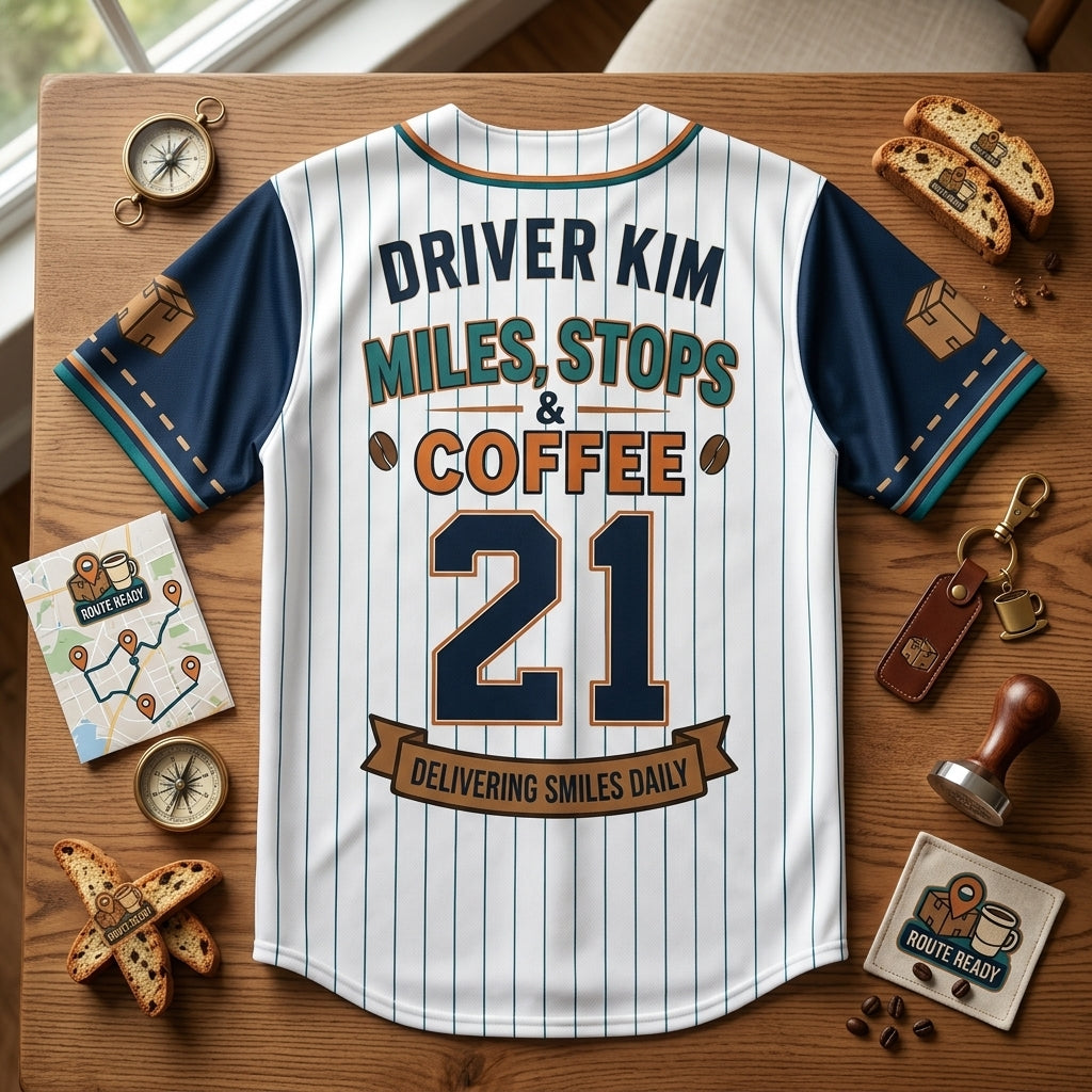 Personalized Delivery Driver Baseball Jersey - Custom Name & Number Logistics Crew Pinstripe Uniform