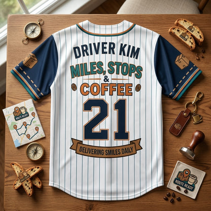 Personalized Delivery Driver Baseball Jersey - Custom Name & Number Logistics Crew Pinstripe Uniform