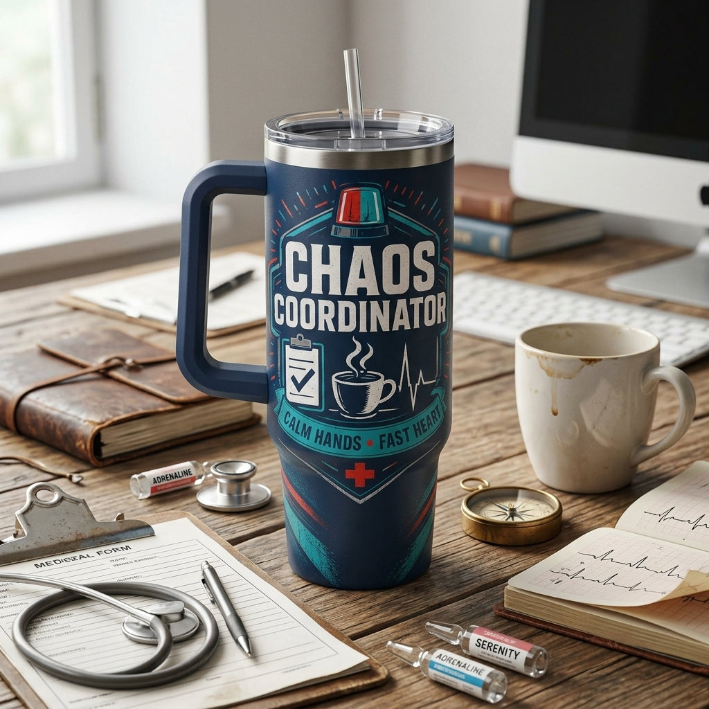 Personalized Chaos Coordinator 40oz Tumbler with Handle - Custom Name Nurse & EMT Gift product view 3
