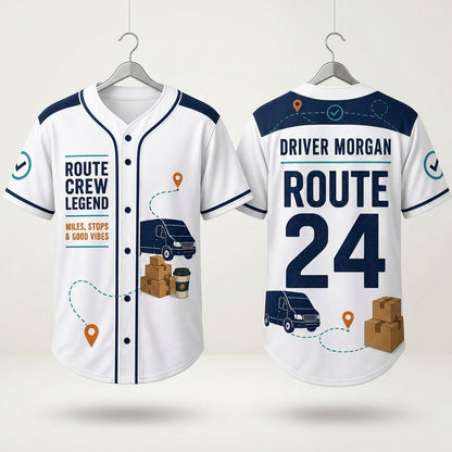 Personalized Delivery Driver Baseball Jersey - Custom Name & Number Route Crew Legend Athletic Shirt