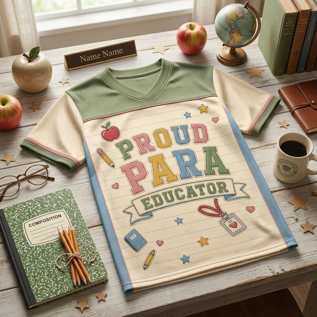 Personalized Proud Para Educator Support Crew Jersey - Custom Name School Spirit Football Shirt