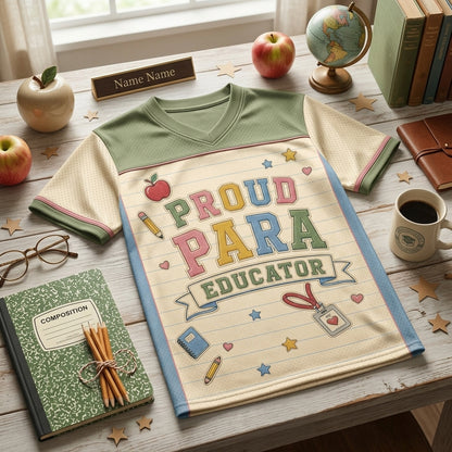 Personalized Proud Para Educator Support Crew Jersey - Custom Name School Spirit Football Shirt