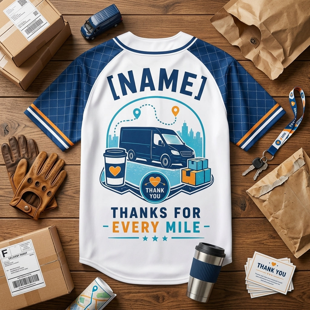Personalized Route Hero Delivery Driver Baseball Jersey - Custom Name Appreciation Gift for Couriers - baseball jersey product view 5