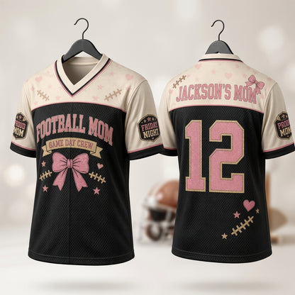Personalized Football Mom Jersey Custom Name and Number Game Day Crew Mesh Shirt for Women