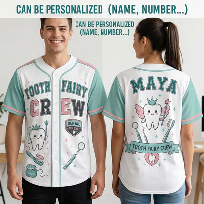 Personalized Tooth Fairy Crew Baseball Jersey - Custom Name Gift for Dental Hygienists and Dentists