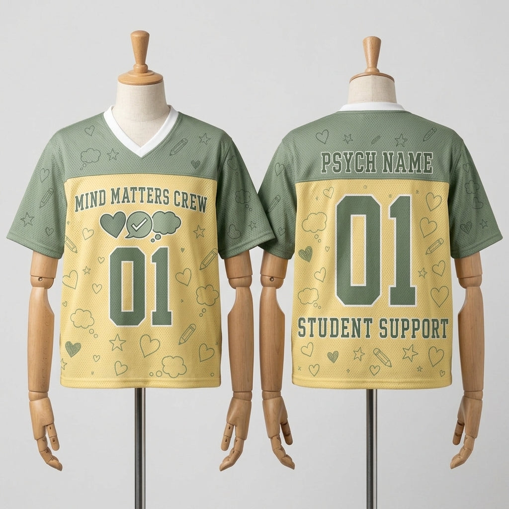 Personalized School Psychologist Mesh Football Jersey - Custom Mind Matters Crew Student Support Shirt