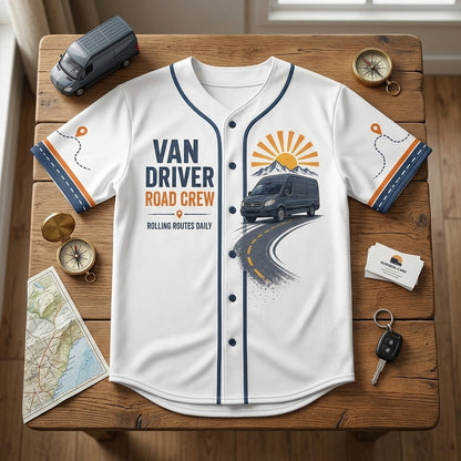 Personalized Van Driver Road Crew Baseball Jersey - Custom Name Delivery Driver Gift