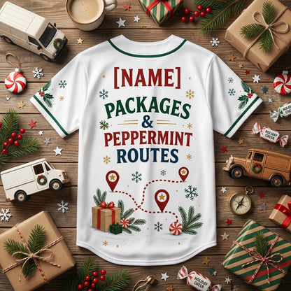 Personalized Holiday Delivery Hero Baseball Jersey - Custom Name Christmas Delivery Driver Uniform